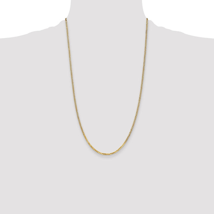 14K Yellow Gold 2.2mm Flat Beveled Curb Chain