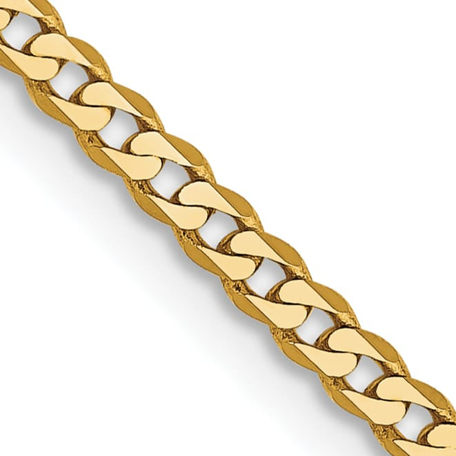14K Yellow Gold 2.2mm Flat Beveled Curb Chain