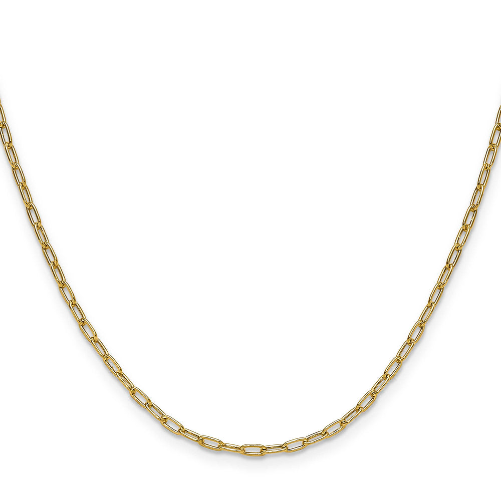 14K Yellow Gold 2.2mm Semi-Solid Beveled Paperclip Chain 26 Inch