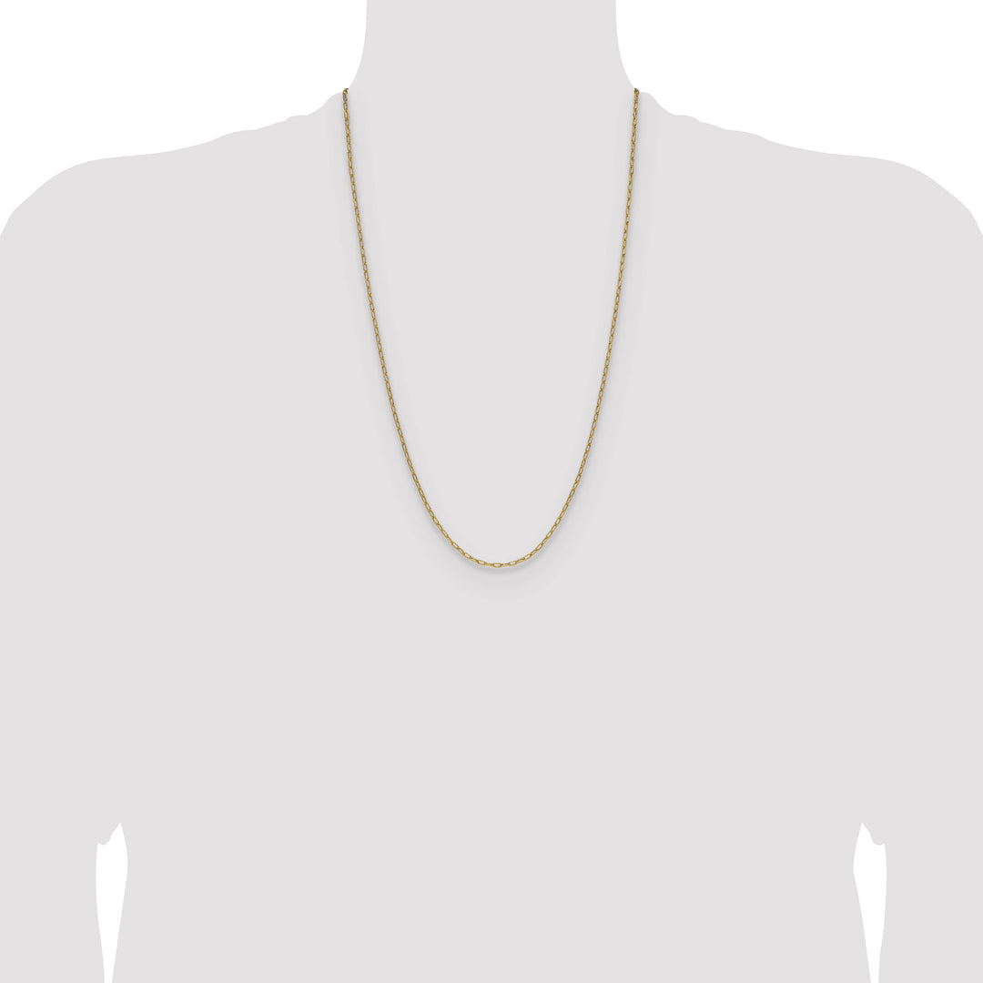 14K Yellow Gold 2.2mm Semi-Solid Beveled Paperclip Chain 26 Inch
