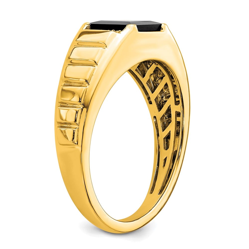 14k Yellow Gold 2.3 mm IB Goodman 7 mm Square Onyx Diamond Men's Ring Stock Size 10 Ring Are Refundable