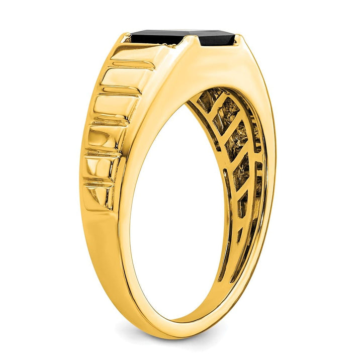 14k Yellow Gold 2.3 mm IB Goodman 7 mm Square Onyx Diamond Men's Ring Stock Size 10 Ring Are Refundable