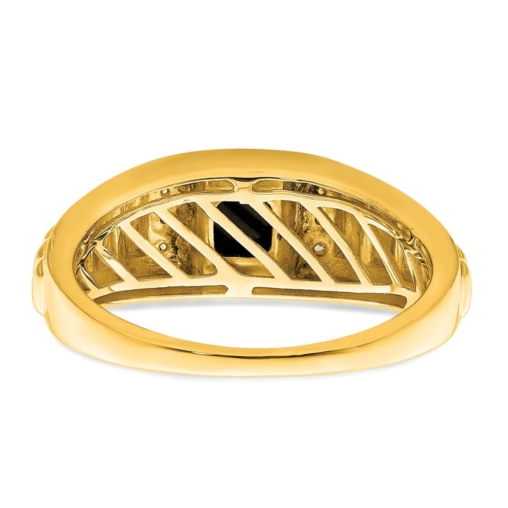 14k Yellow Gold 2.3 mm IB Goodman 7 mm Square Onyx Diamond Men's Ring Stock Size 10 Ring Are Refundable