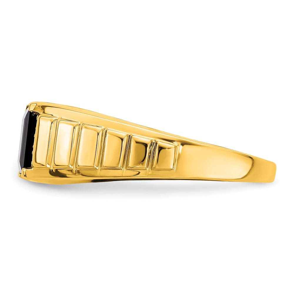 14k Yellow Gold 2.3 mm IB Goodman 7 mm Square Onyx Diamond Men's Ring Stock Size 10 Ring Are Refundable