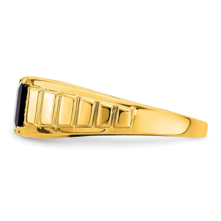 14k Yellow Gold 2.3 mm IB Goodman 7 mm Square Onyx Diamond Men's Ring Stock Size 10 Ring Are Refundable