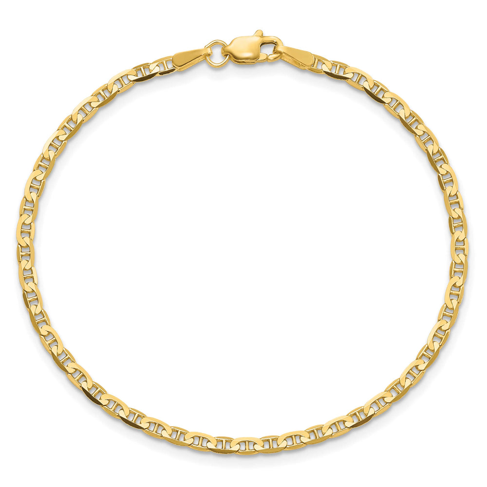 14K Yellow Gold 2.4mm Concave Anchor Anklet 10 Inch