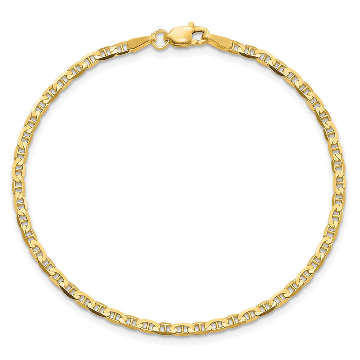 14K Yellow Gold 2.4mm Concave Anchor Anklet 10 Inch