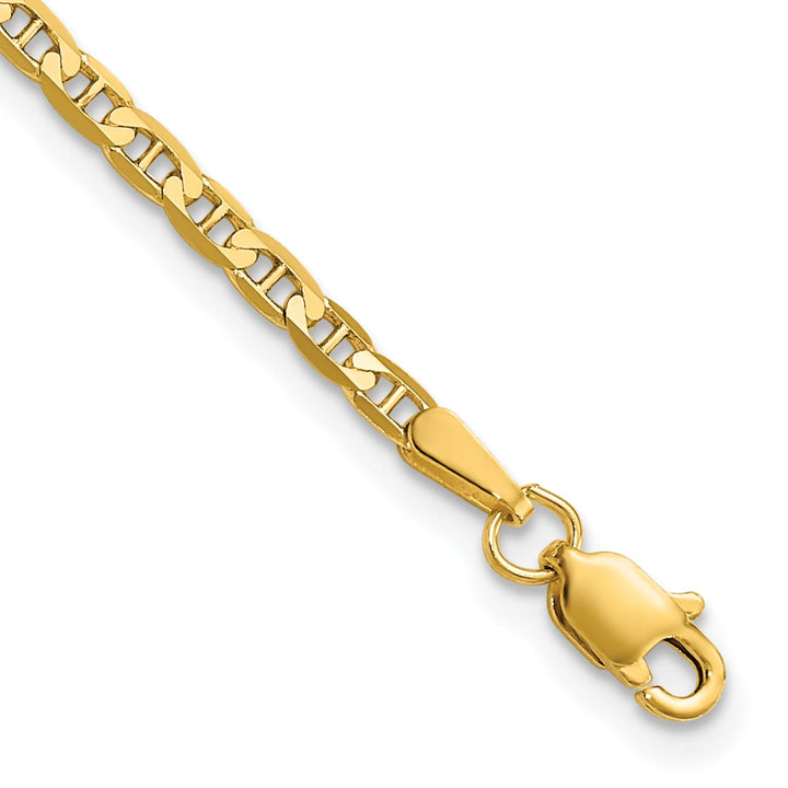 14K Yellow Gold 2.4mm Concave Anchor Anklet 10 Inch