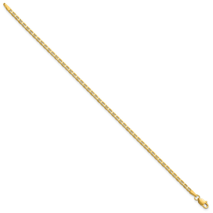 14K Yellow Gold 2.4mm Concave Anchor Anklet 10 Inch