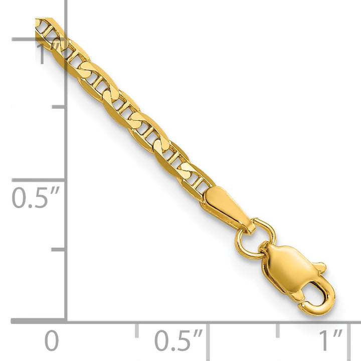 14K Yellow Gold 2.4mm Concave Anchor Anklet 10 Inch