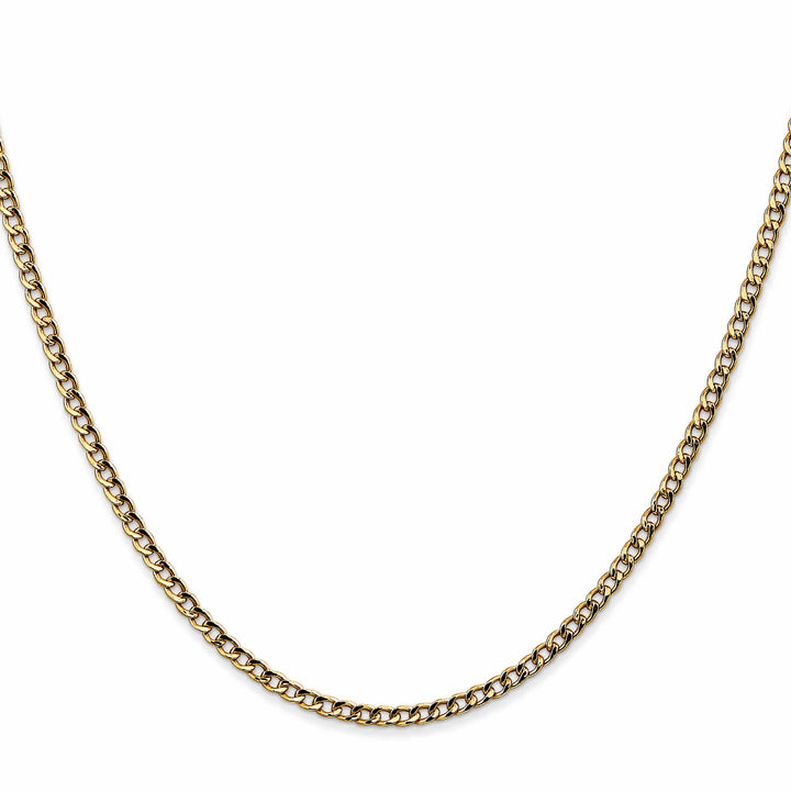 14K Yellow Gold 2.5mm Semi-Solid Curb Chain 28 Inch
