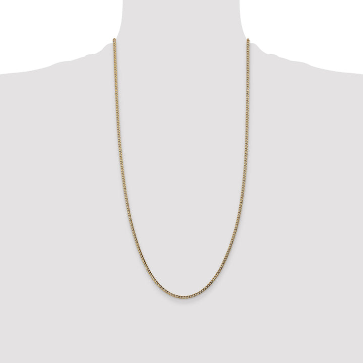 14K Yellow Gold 2.5mm Semi-Solid Curb Chain 28 Inch