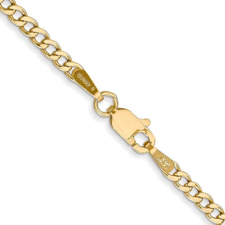 14K Yellow Gold 2.5mm Semi-Solid Curb Chain 28 Inch