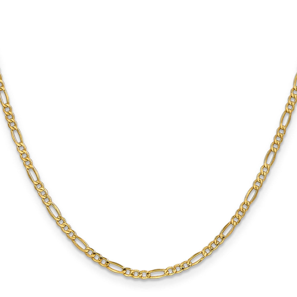 14K Yellow Gold 2.5mm Semi-Solid Figaro Chain