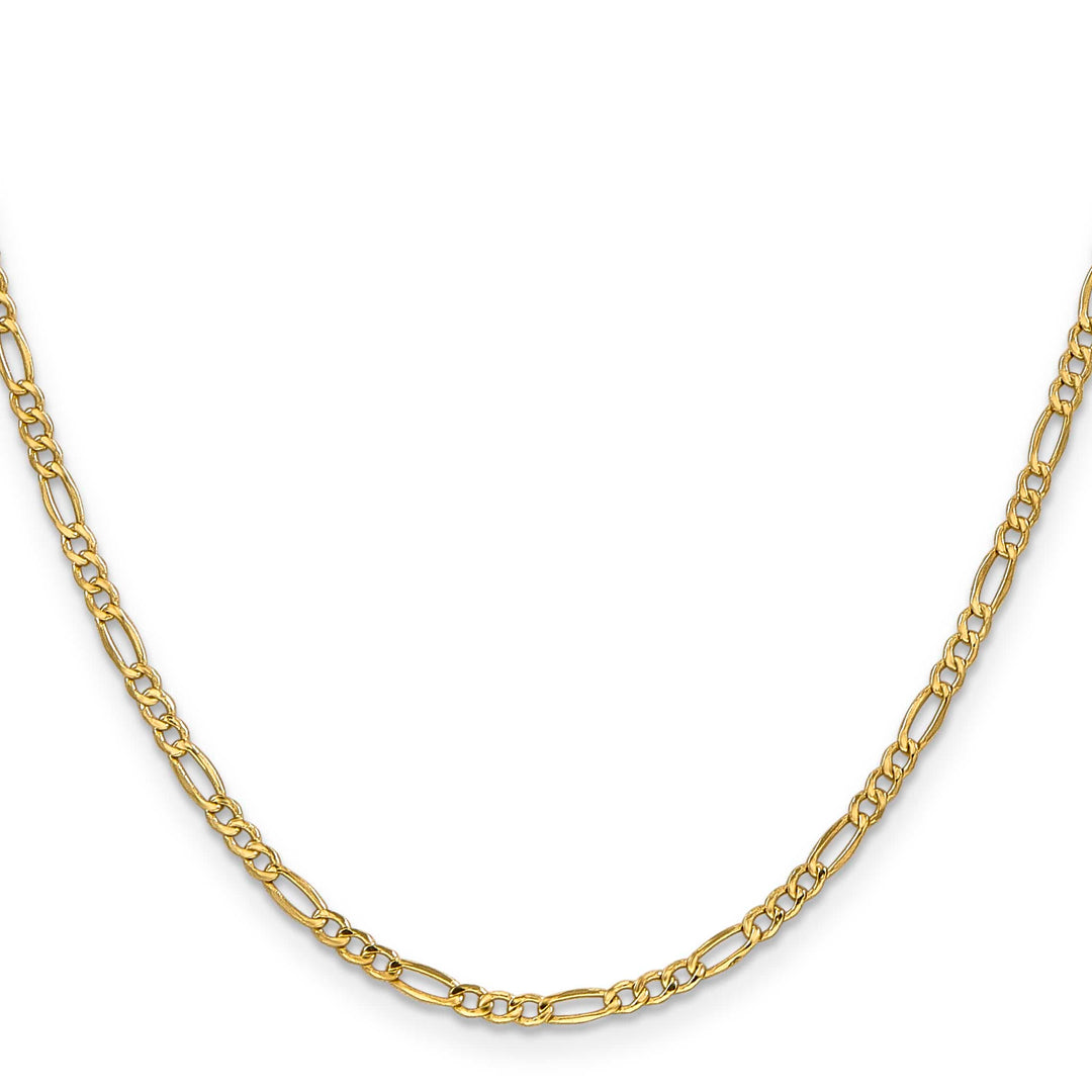 14K Yellow Gold 2.5mm Semi-Solid Figaro Chain