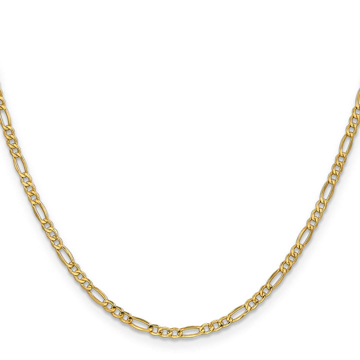 14K Yellow Gold 2.5mm Semi-Solid Figaro Chain