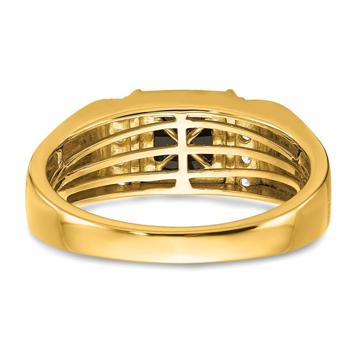 14k Yellow Gold 2.75 mm IB Goodman 7 mm Square Onyx Diamond Men's Ring