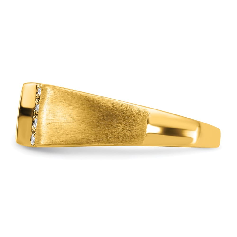 14k Yellow Gold 2.75 mm IB Goodman 7 mm Square Onyx Diamond Men's Ring