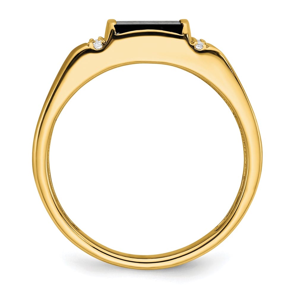 14k Yellow Gold 2.75 mm IB Goodman 7 mm Square Onyx Diamond Men's Ring