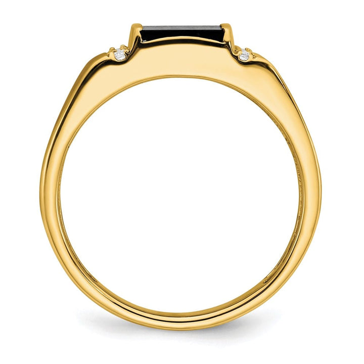 14k Yellow Gold 2.75 mm IB Goodman 7 mm Square Onyx Diamond Men's Ring
