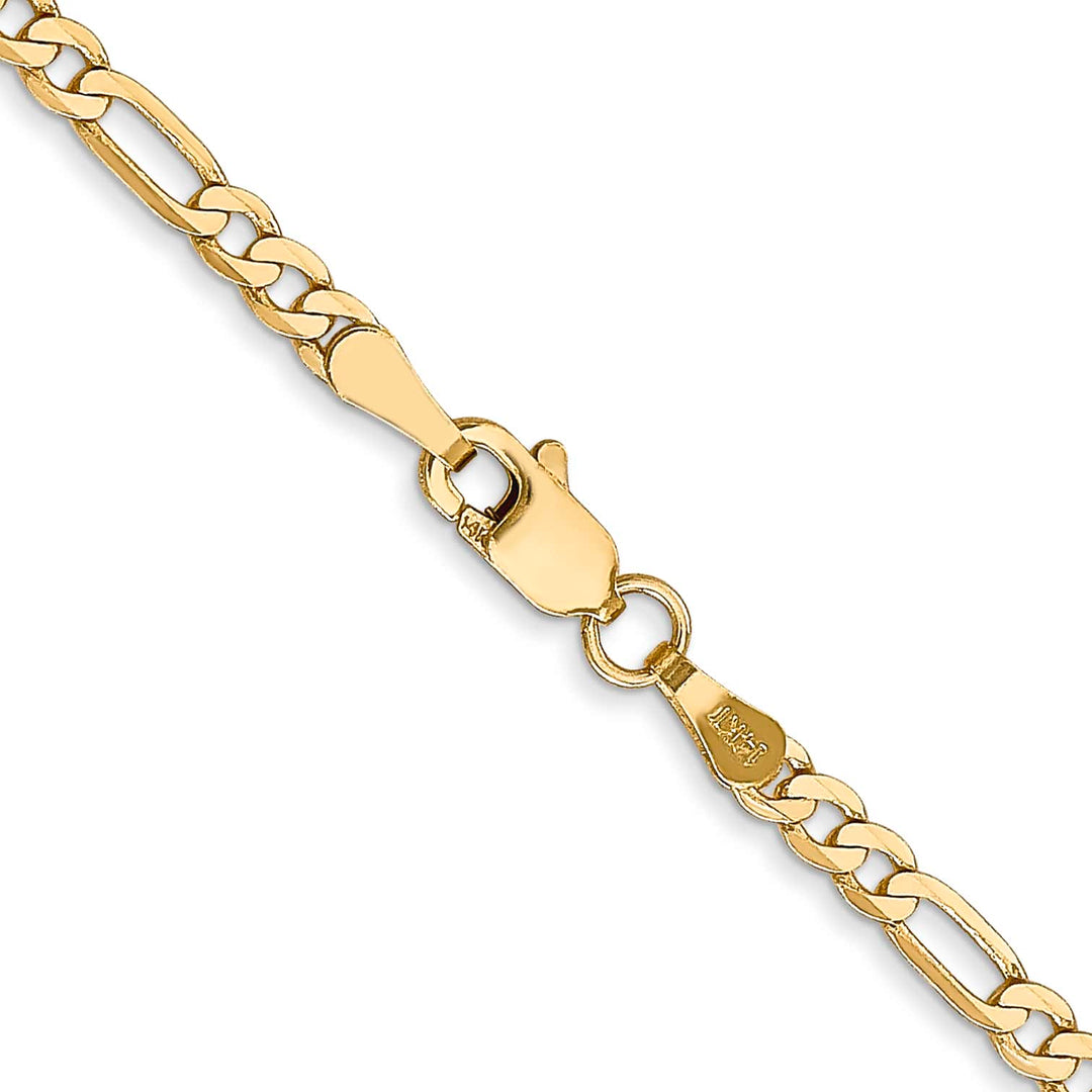 14K Yellow Gold 2.75mm Flat Figaro Chain