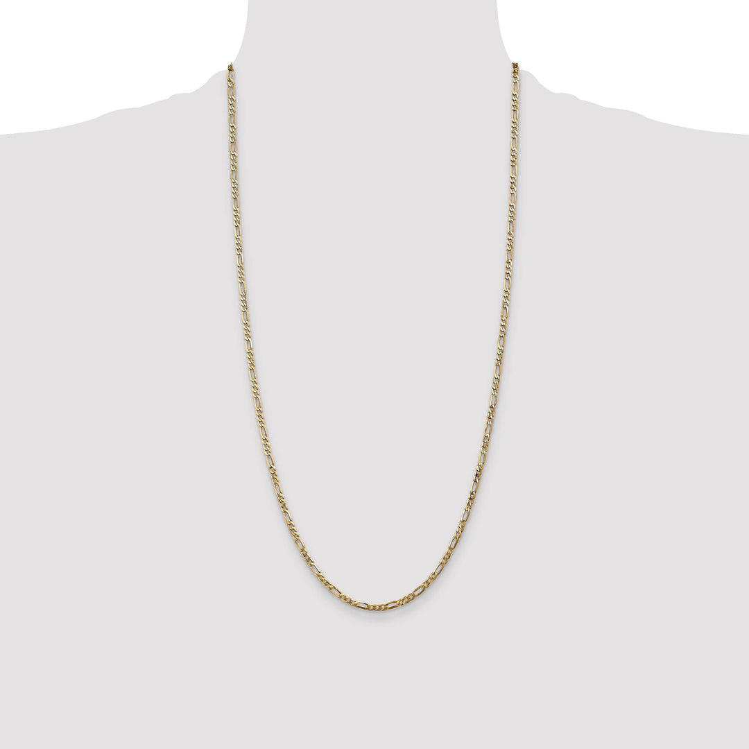 14K Yellow Gold 2.75mm Flat Figaro Chain