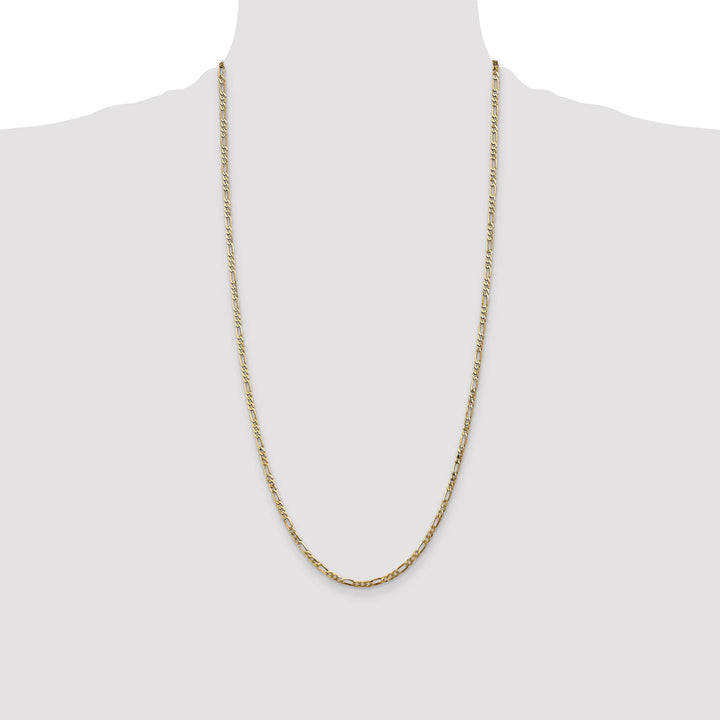14K Yellow Gold 2.75mm Flat Figaro Chain