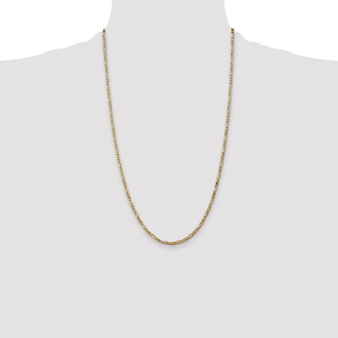 14K Yellow Gold 2.75mm Flat Figaro Chain