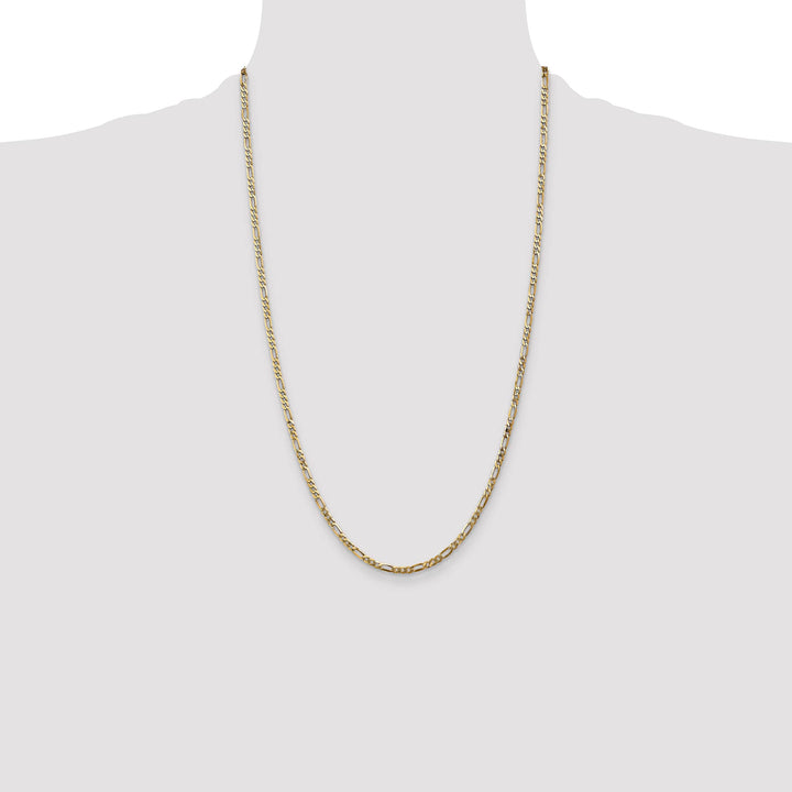 14K Yellow Gold 2.75mm Flat Figaro Chain
