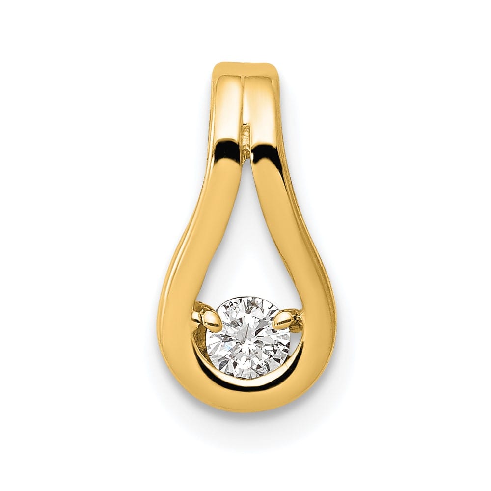 14K Yellow Gold 2.8mm I2 Diamond Teardrop-Shape Slide