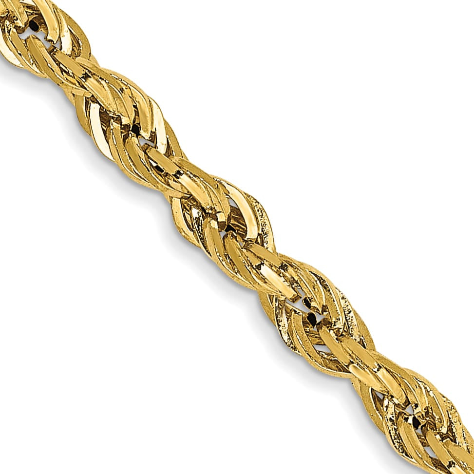 14K Yellow Gold 2.8mm Semi Solid Rope Chain