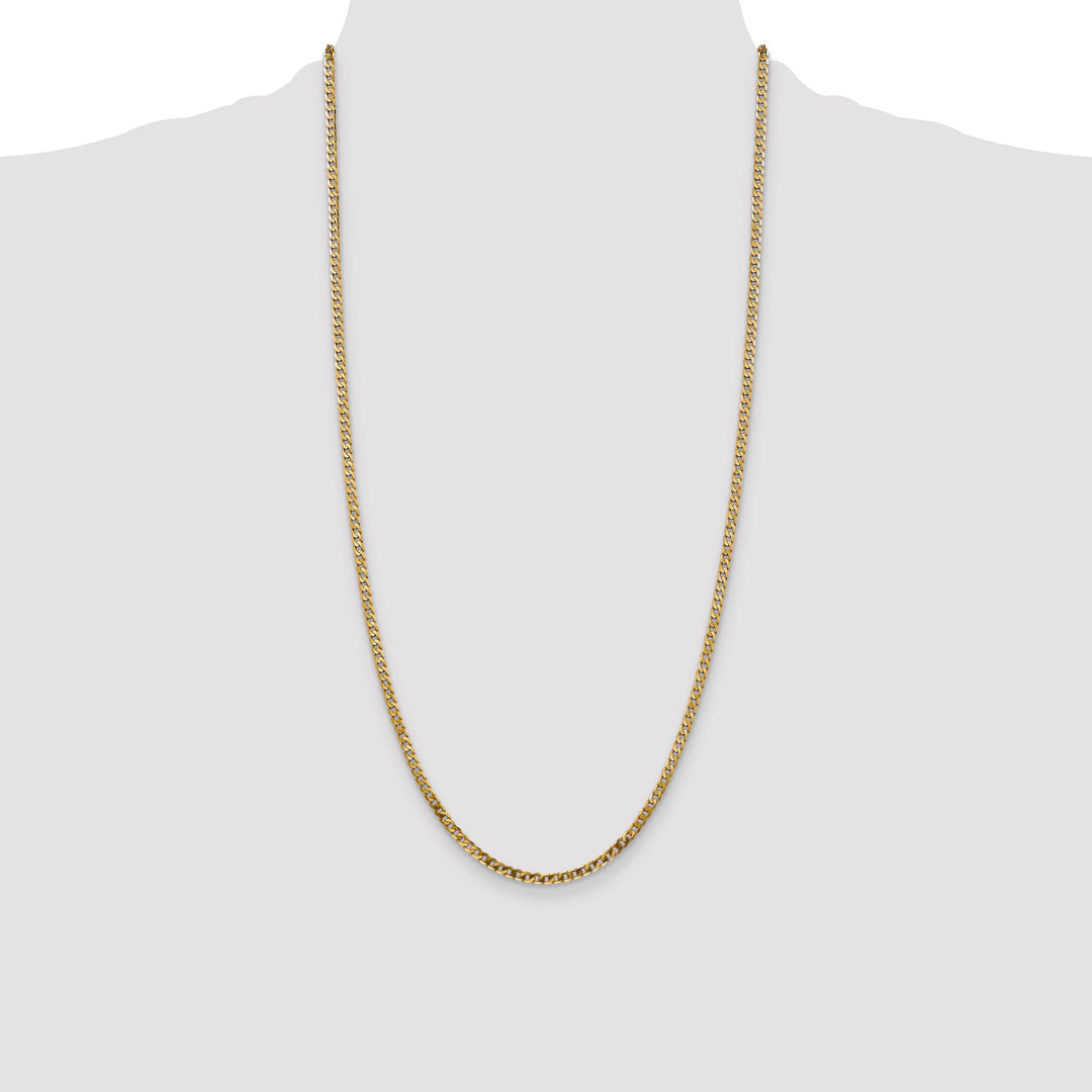 14K Yellow Gold 2.9mm Flat Beveled Curb Chain