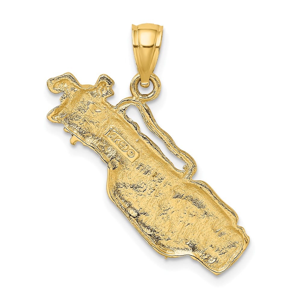 14K Yellow Gold 2-D Golf Bag and Clubs 23 mm Charm