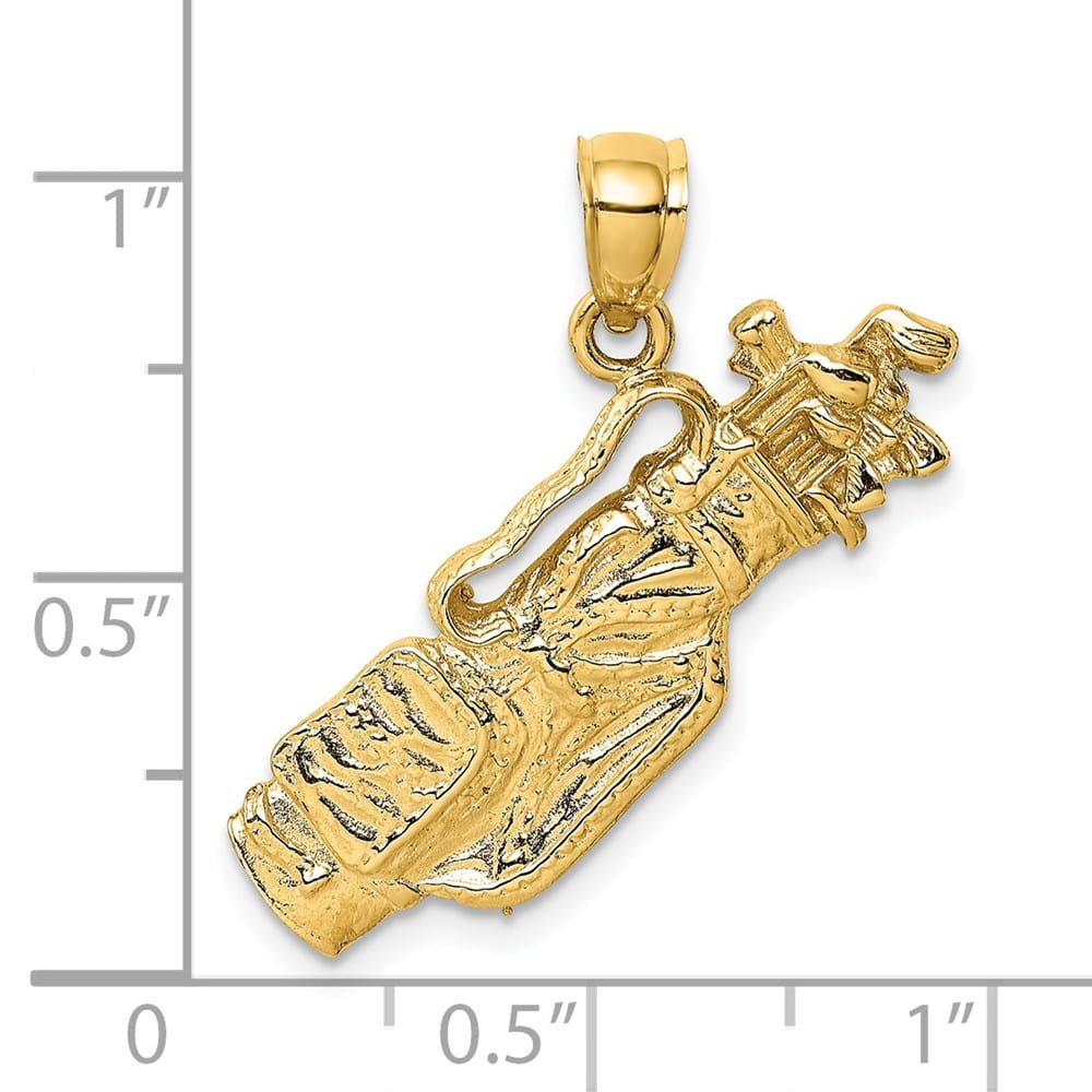 14K Yellow Gold 2-D Golf Bag and Clubs 23 mm Charm