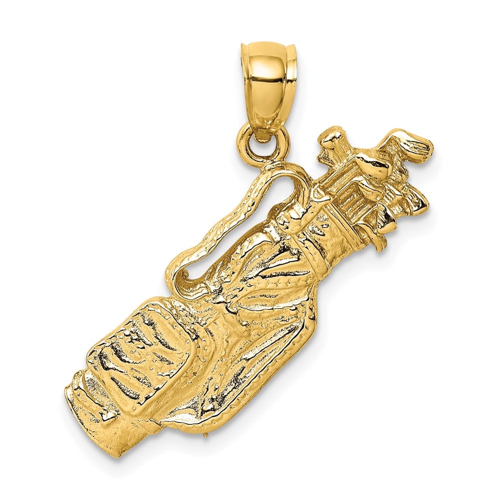 14K Yellow Gold 2-D Golf Bag and Clubs 23 mm Charm