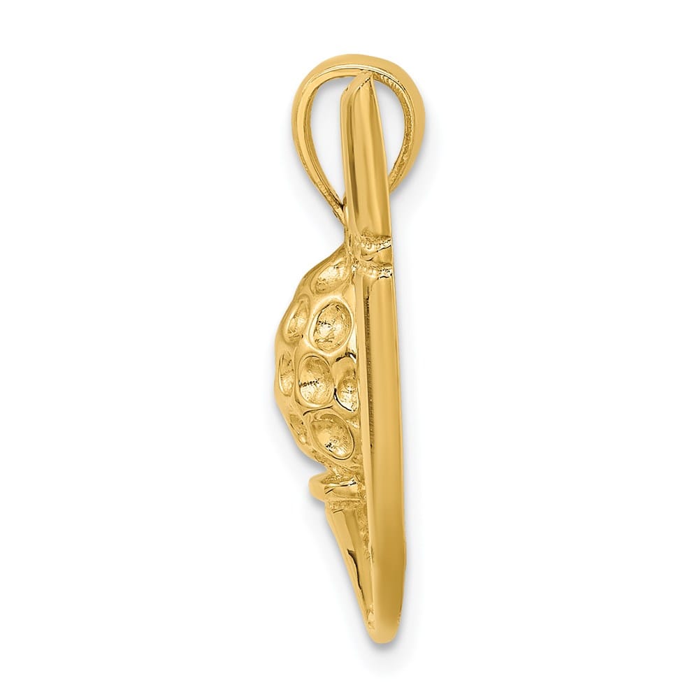 14K Yellow Gold 2-D Golf Club and Ball On Tee Charm
