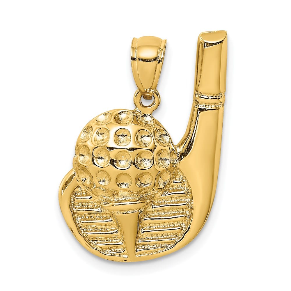 14K Yellow Gold 2-D Golf Club and Ball On Tee Charm