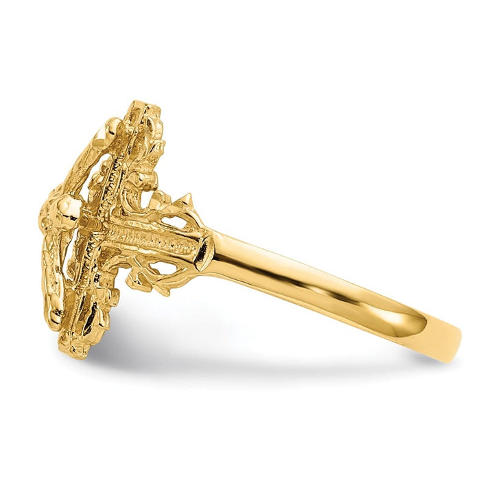 14k Yellow Gold 2 mm 13 mm Top D.C. Crucifix Ring