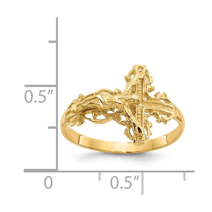 14k Yellow Gold 2 mm 13 mm Top D.C. Crucifix Ring