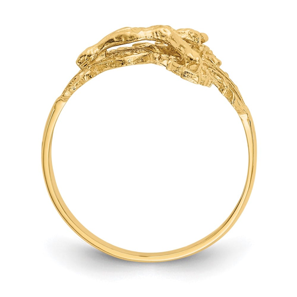 14k Yellow Gold 2 mm 13 mm Top D.C. Crucifix Ring