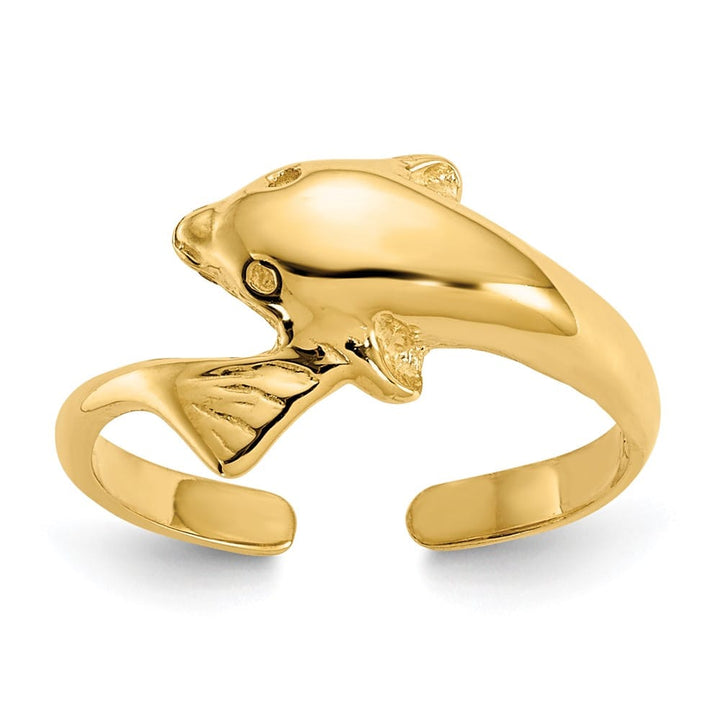 14k Yellow Gold 2 mm Dolphin Toe Ring with 6 mm Top