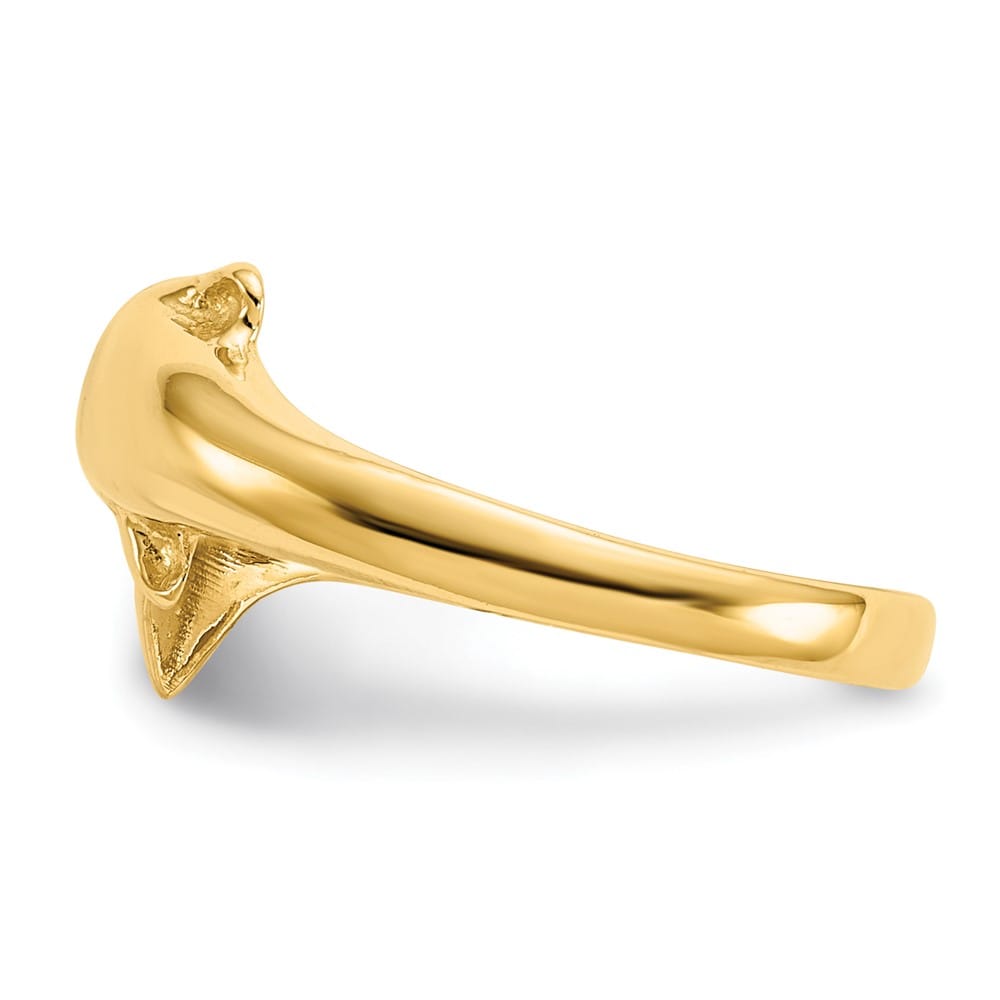 14k Yellow Gold 2 mm Dolphin Toe Ring with 6 mm Top