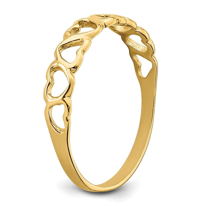 14k Yellow Gold 2 mm Polished Hearts Ring