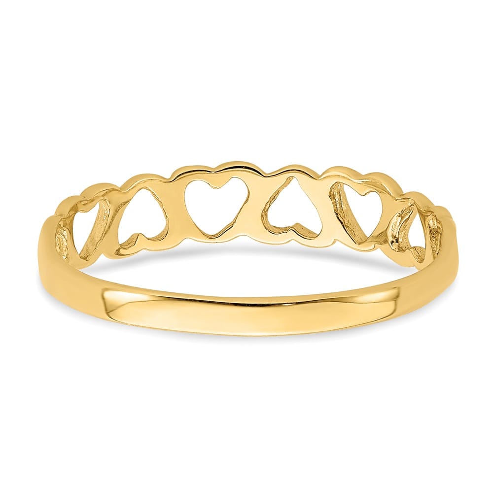 14k Yellow Gold 2 mm Polished Hearts Ring
