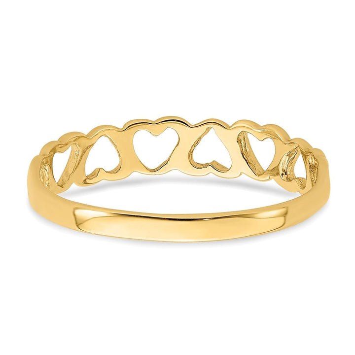 14k Yellow Gold 2 mm Polished Hearts Ring