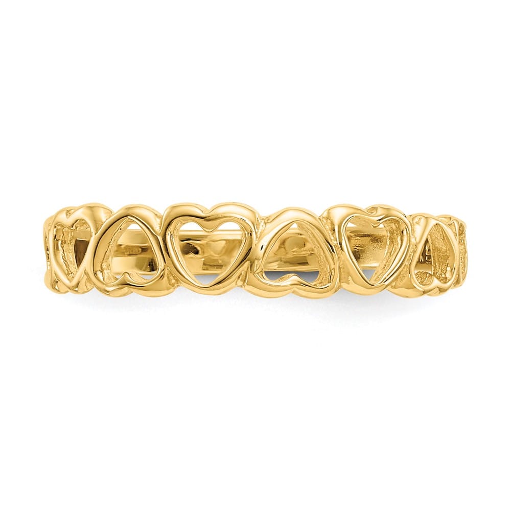 14k Yellow Gold 2 mm Polished Hearts Ring