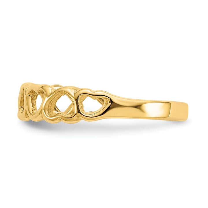 14k Yellow Gold 2 mm Polished Hearts Ring