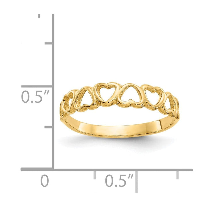 14k Yellow Gold 2 mm Polished Hearts Ring