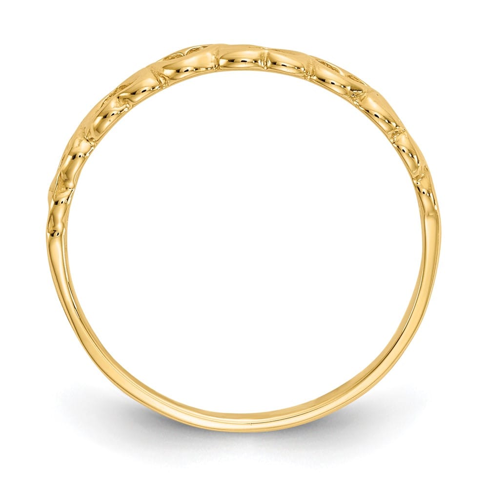14k Yellow Gold 2 mm Polished Hearts Ring