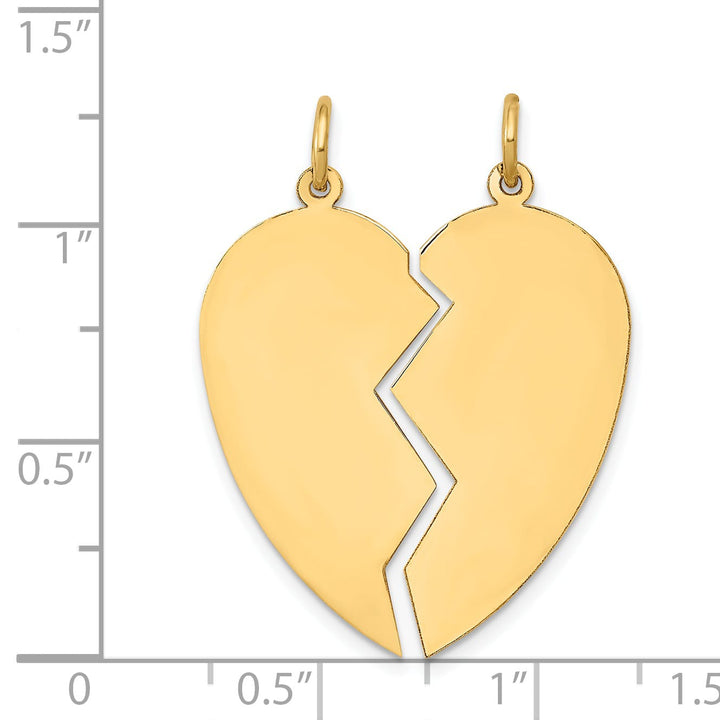14K Yellow Gold 2-Piece Engravable 24mm Heart Charm Set